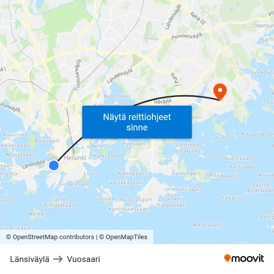 Länsiväylä to Vuosaari map