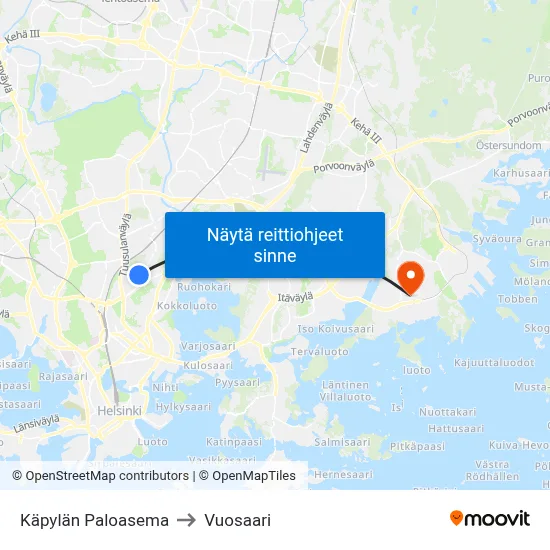Käpylän Paloasema to Vuosaari map
