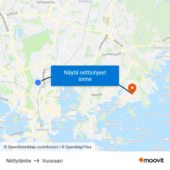 Niittyläntie to Vuosaari map
