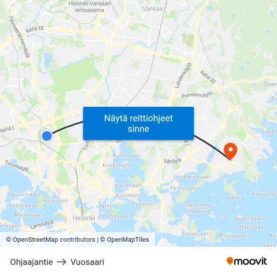 Ohjaajantie to Vuosaari map