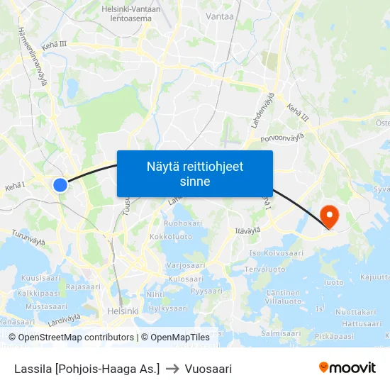 Lassila [Pohjois-Haaga As.] to Vuosaari map