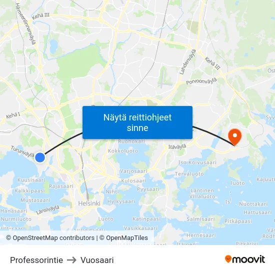 Professorintie to Vuosaari map