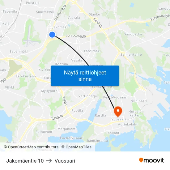 Jakomäentie 10 to Vuosaari map