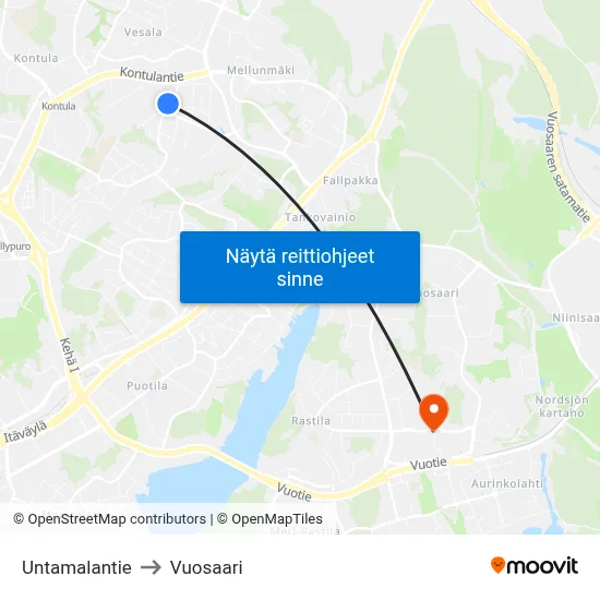 Untamalantie to Vuosaari map