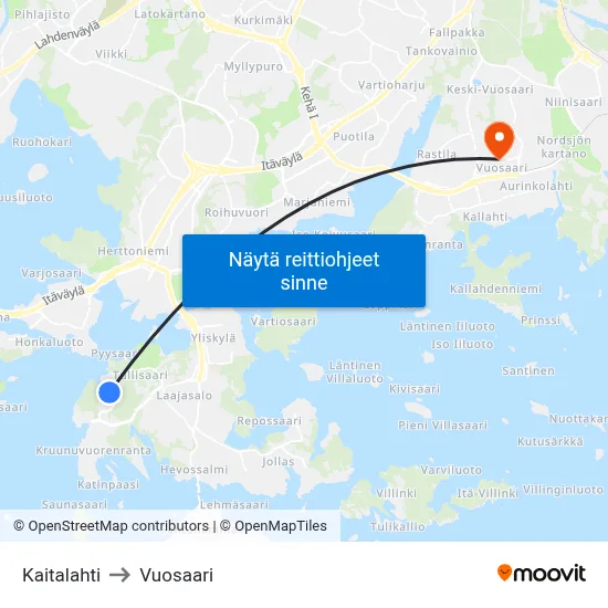 Kaitalahti to Vuosaari map
