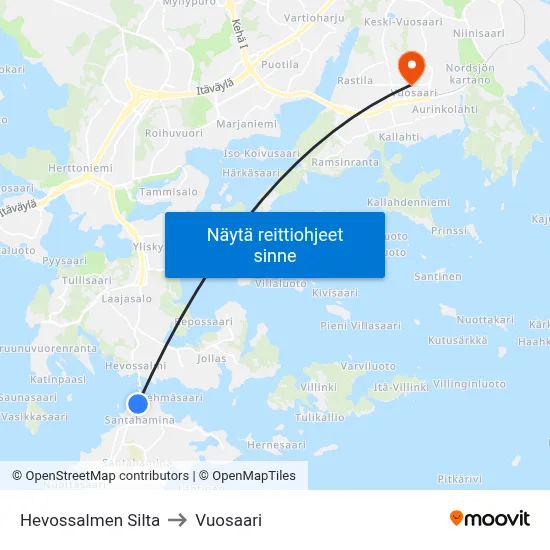 Hevossalmen Silta to Vuosaari map
