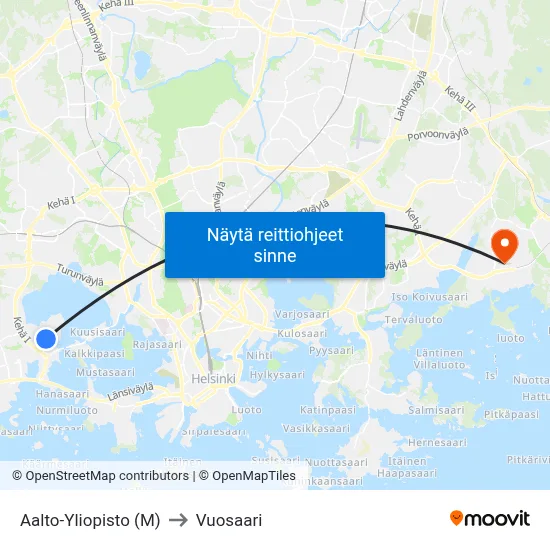 Aalto-Yliopisto (M) to Vuosaari map