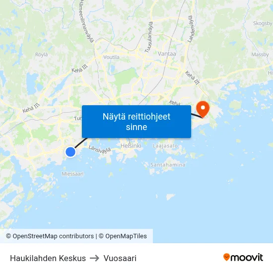 Haukilahden Keskus to Vuosaari map