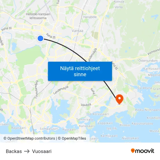 Backas to Vuosaari map