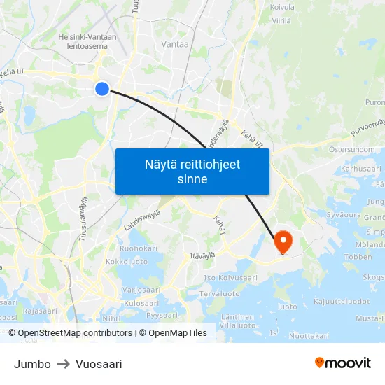 Jumbo to Vuosaari map
