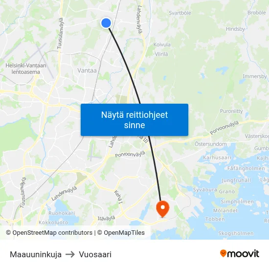 Maauuninkuja to Vuosaari map