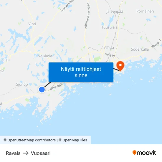 Ravals to Vuosaari map