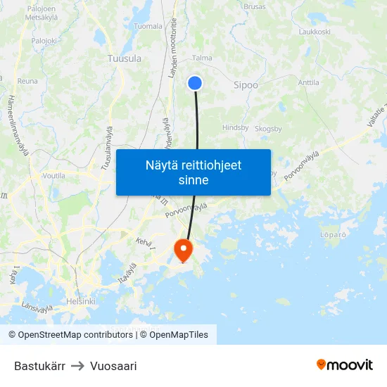 Bastukärr to Vuosaari map