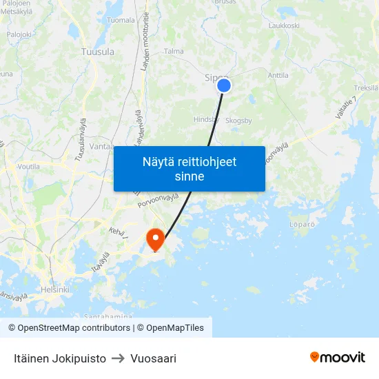 Itäinen Jokipuisto to Vuosaari map
