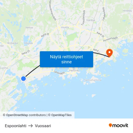 Espoonlahti to Vuosaari map