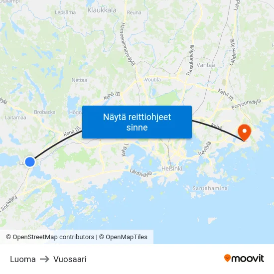 Luoma to Vuosaari map