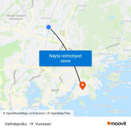 Vaihdepolku to Vuosaari map