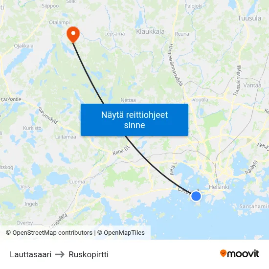 Lauttasaari to Ruskopirtti map