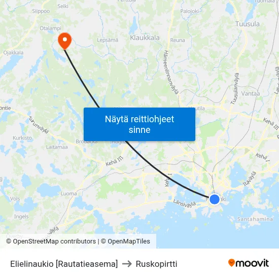 Elielinaukio [Rautatieasema] to Ruskopirtti map