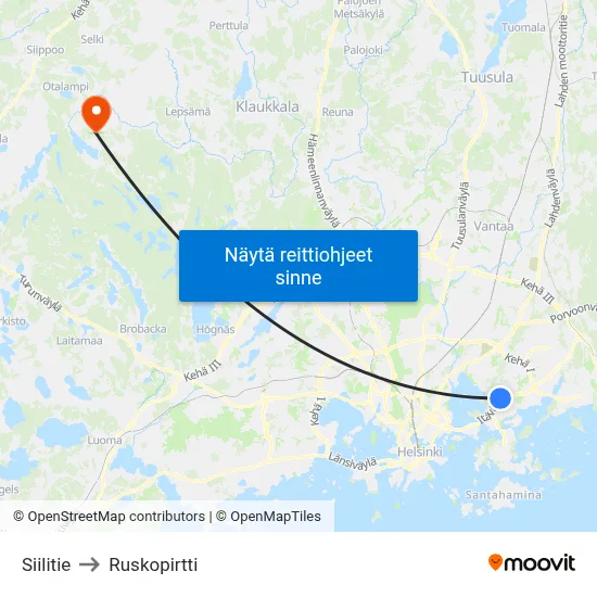 Siilitie to Ruskopirtti map