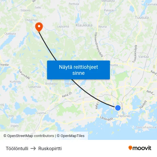 Töölöntulli to Ruskopirtti map