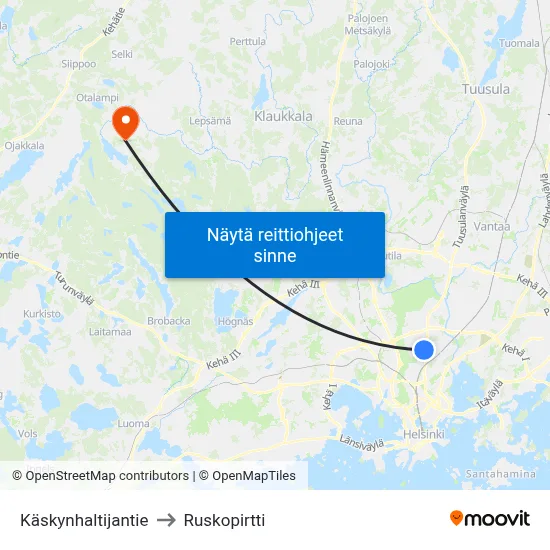 Käskynhaltijantie to Ruskopirtti map