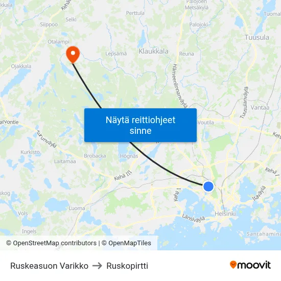 Ruskeasuon Varikko to Ruskopirtti map