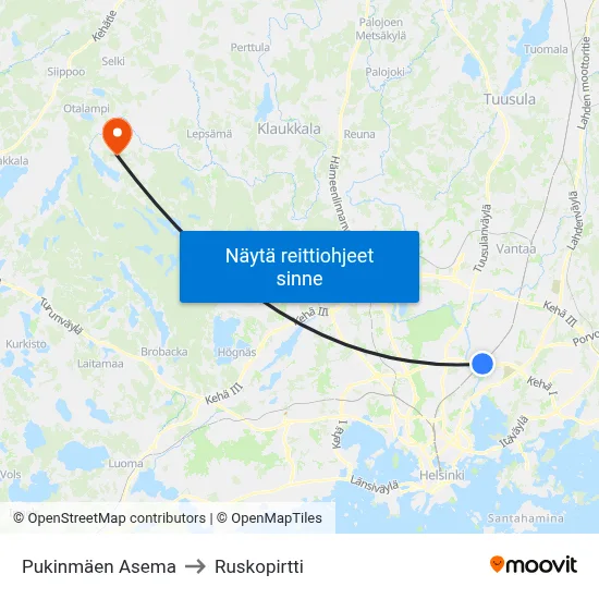 Pukinmäen Asema to Ruskopirtti map