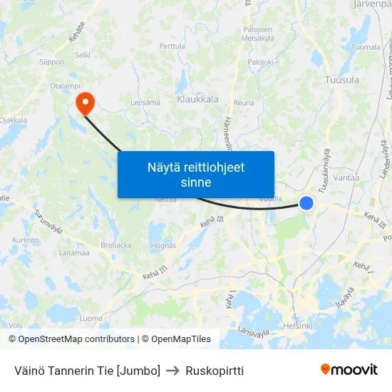 Väinö Tannerin Tie [Jumbo] to Ruskopirtti map