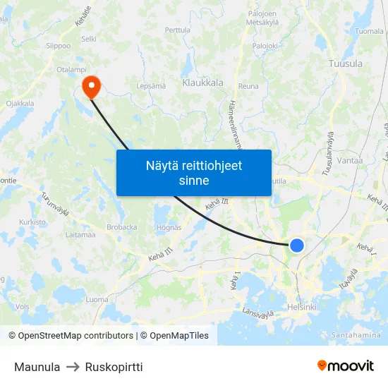 Maunula to Ruskopirtti map