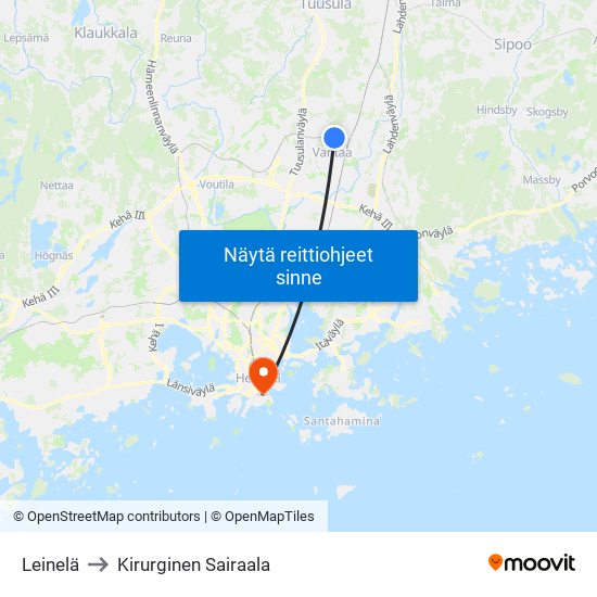 Leinelä to Kirurginen Sairaala map