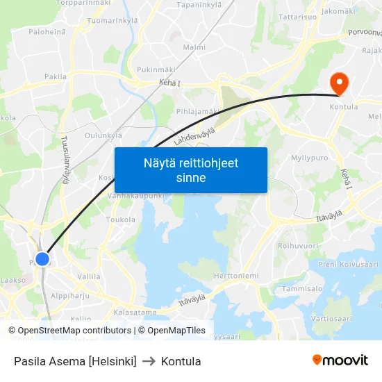 Pasila Asema [Helsinki] to Kontula map