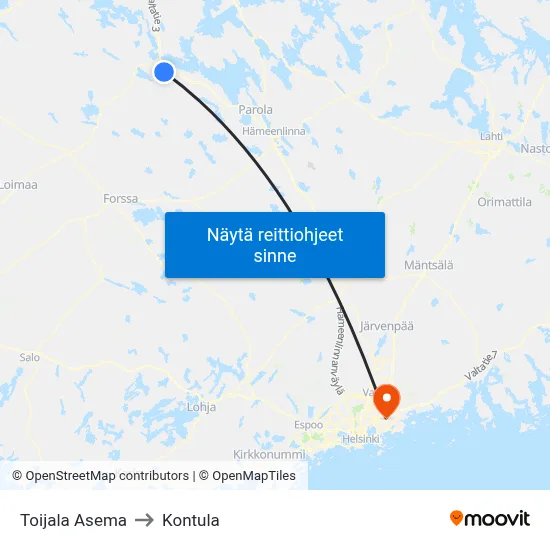 Toijala Asema to Kontula map