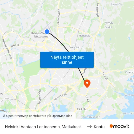 Helsinki-Vantaan Lentoasema, Matkakeskus to Kontula map