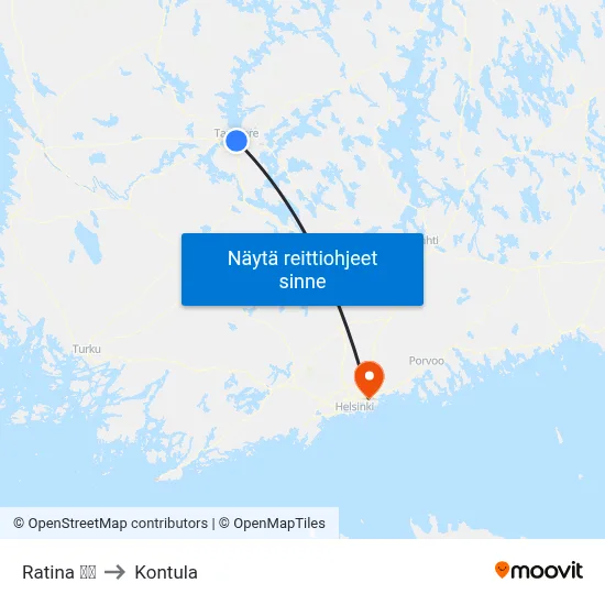 Ratina 🚏🛍️ to Kontula map