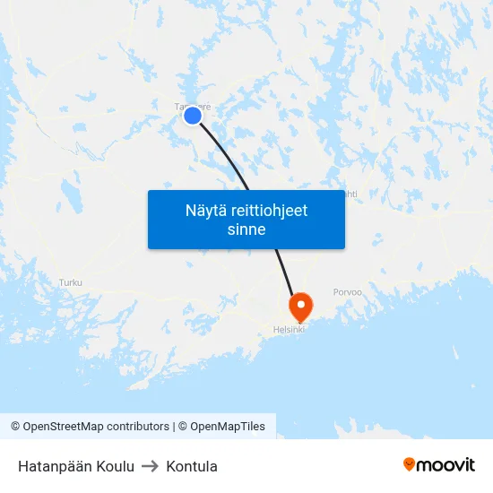 Hatanpään Koulu to Kontula map