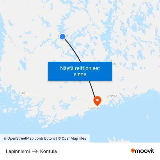 Lapinniemi to Kontula map