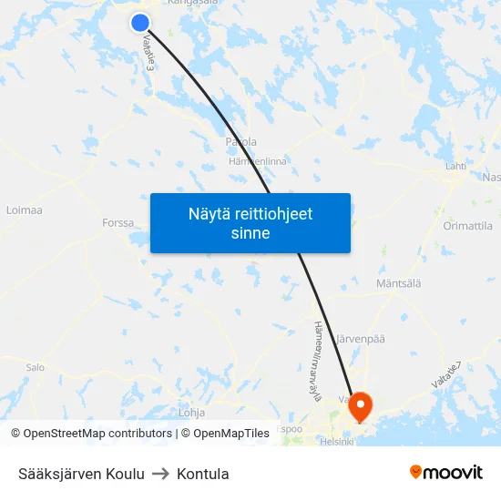 Sääksjärven Koulu to Kontula map