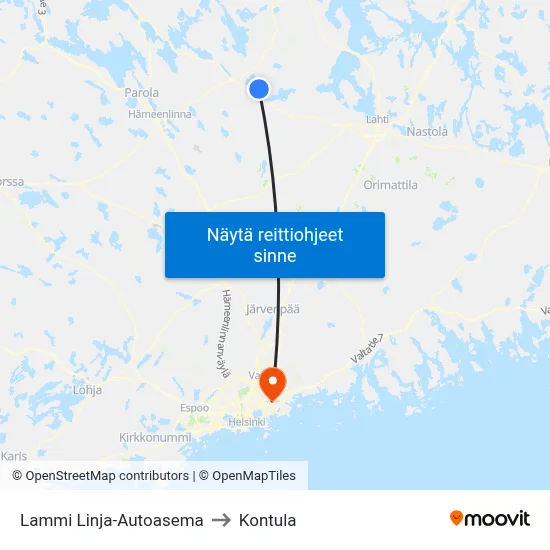 Lammi Linja-Autoasema to Kontula map