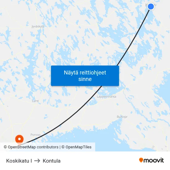 Koskikatu I to Kontula map
