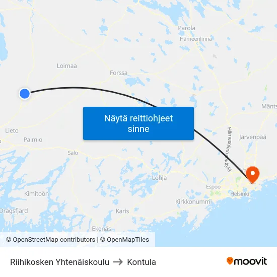 Riihikosken Yhtenäiskoulu to Kontula map