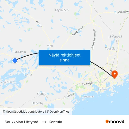 Saukkolan Liittymä I to Kontula map