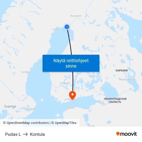 Pudas L to Kontula map