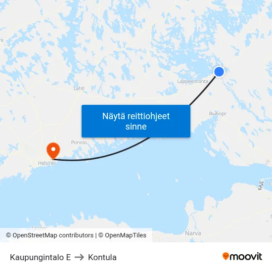 Kaupungintalo E to Kontula map