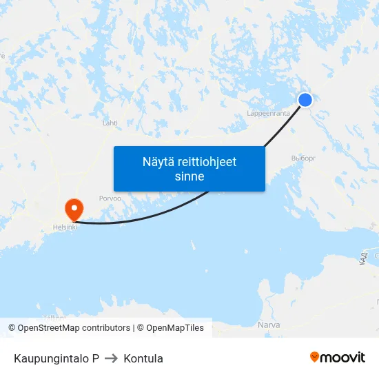 Kaupungintalo P to Kontula map