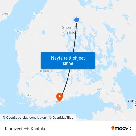 Kiuruvesi to Kontula map