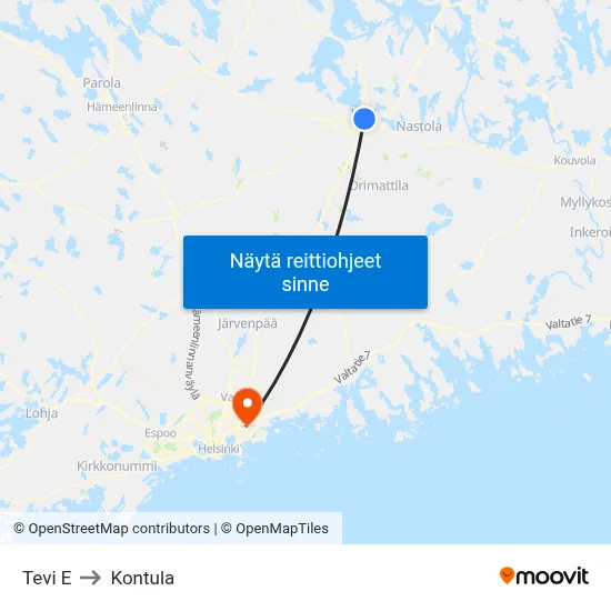 Tevi E to Kontula map