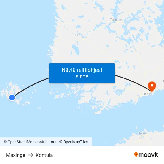 Maxinge to Kontula map