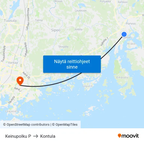 Keinupolku P to Kontula map