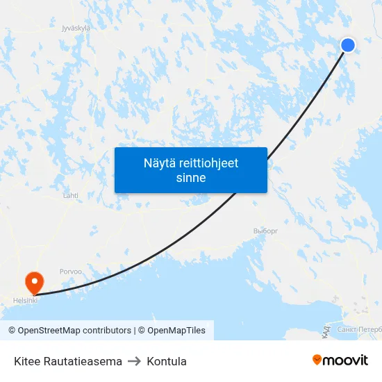 Kitee Rautatieasema to Kontula map